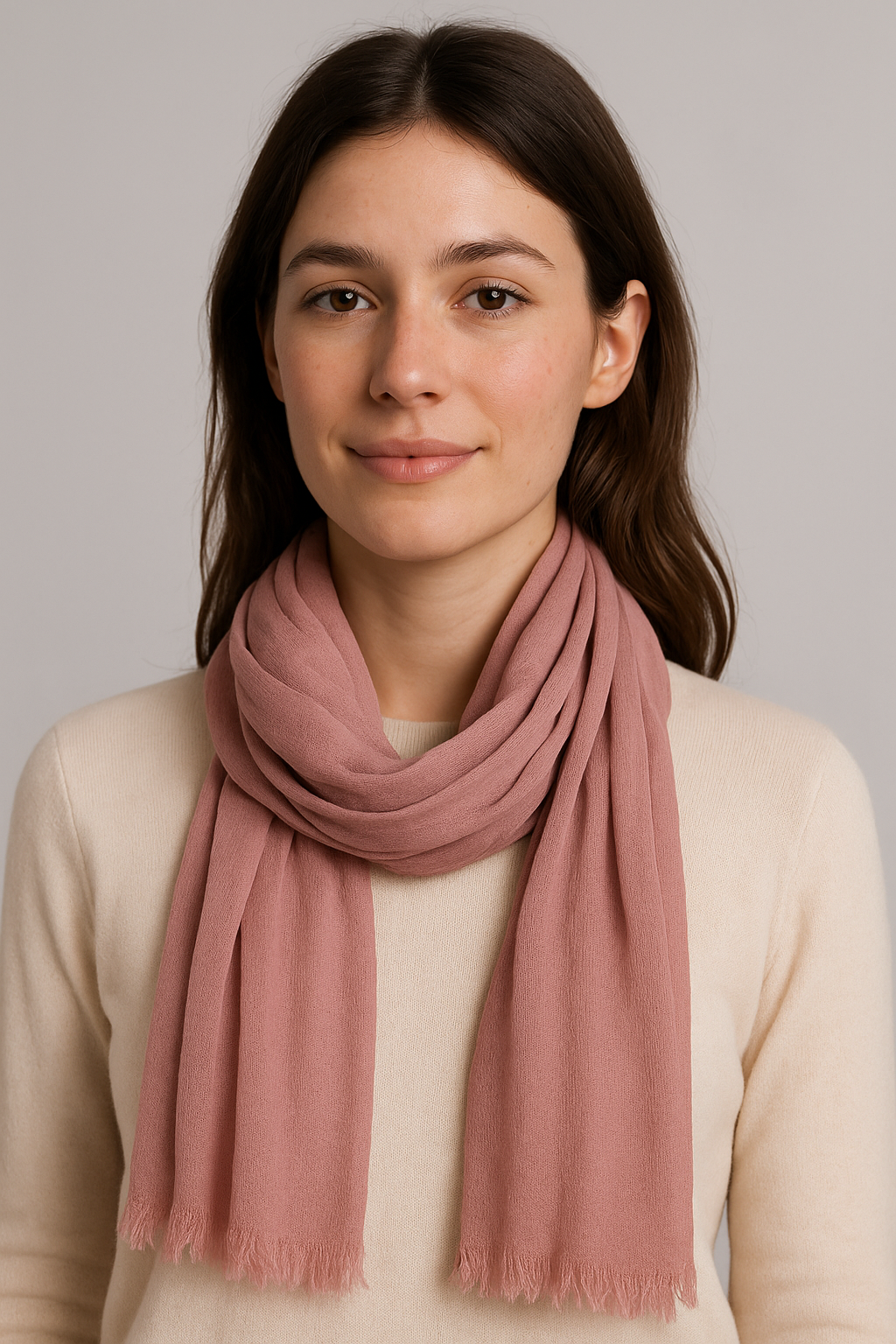 Solid Viscose Scarf with Distressed Trim