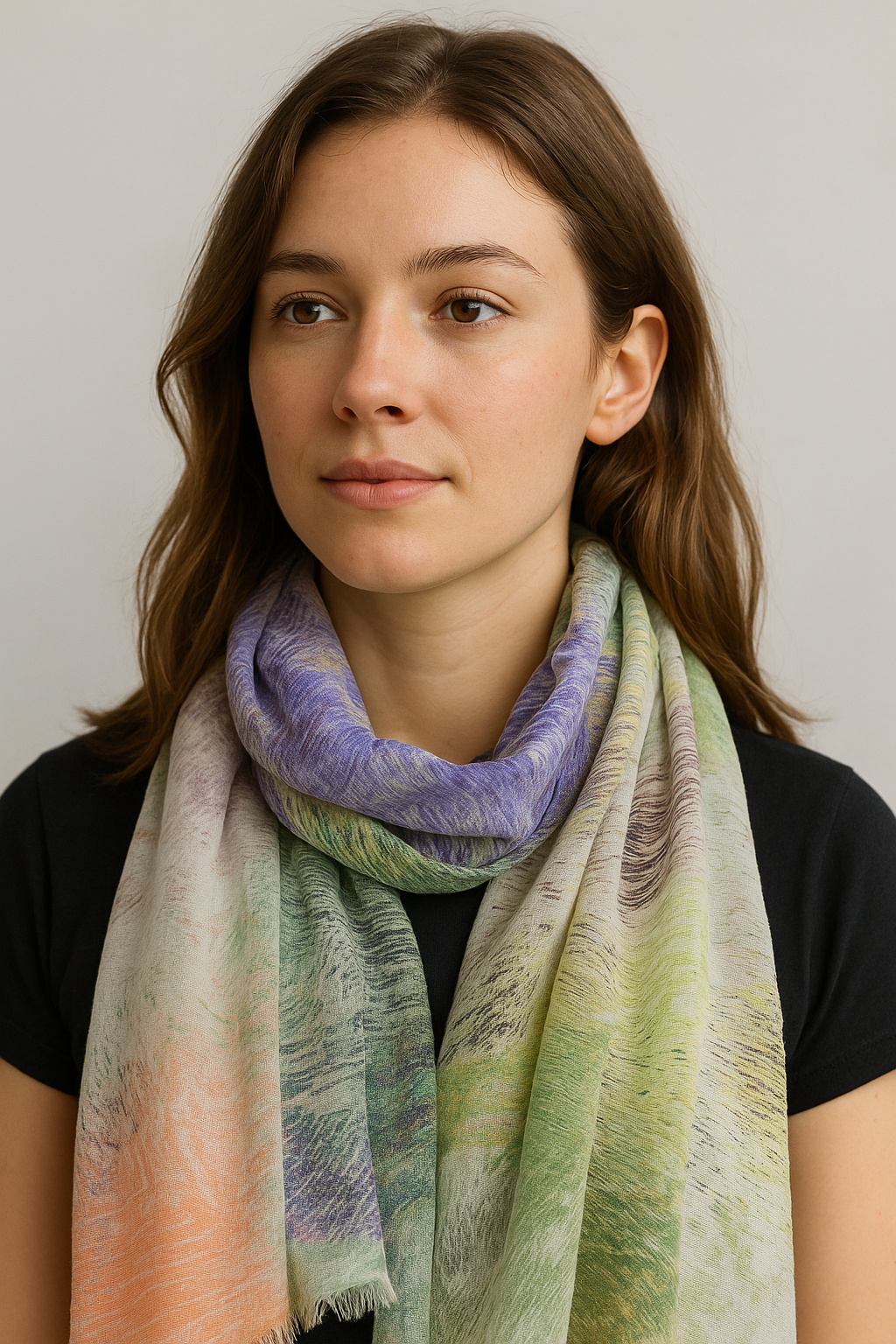 وشاح متعدد الألوان بطبعة مخدوشة