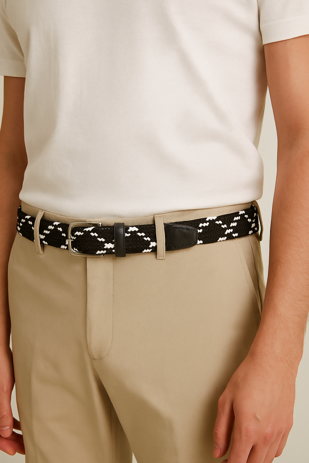 Braided Contrast Stretch Belt