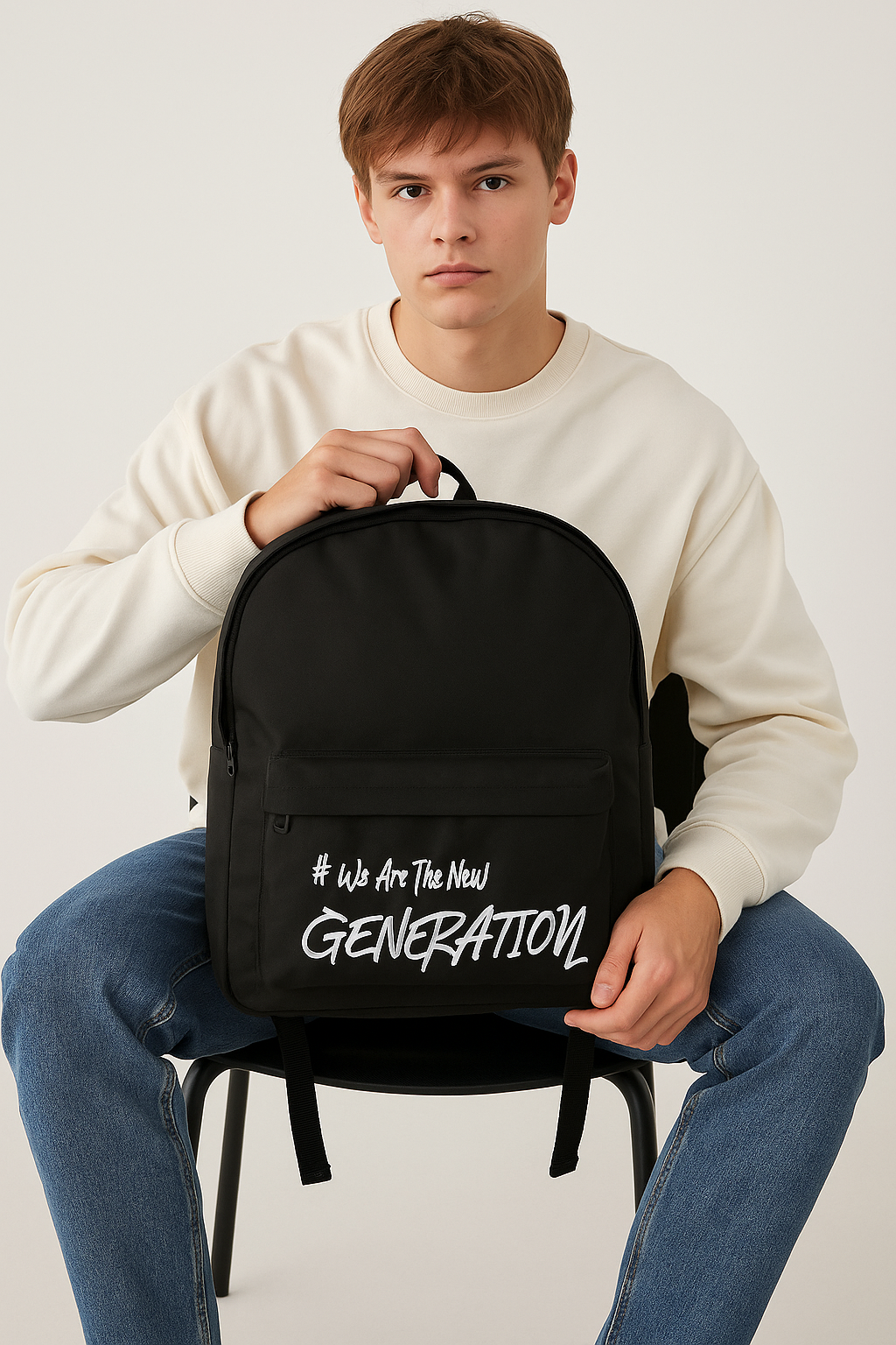 Modern Printed "#We Are The New Generation" Backpack