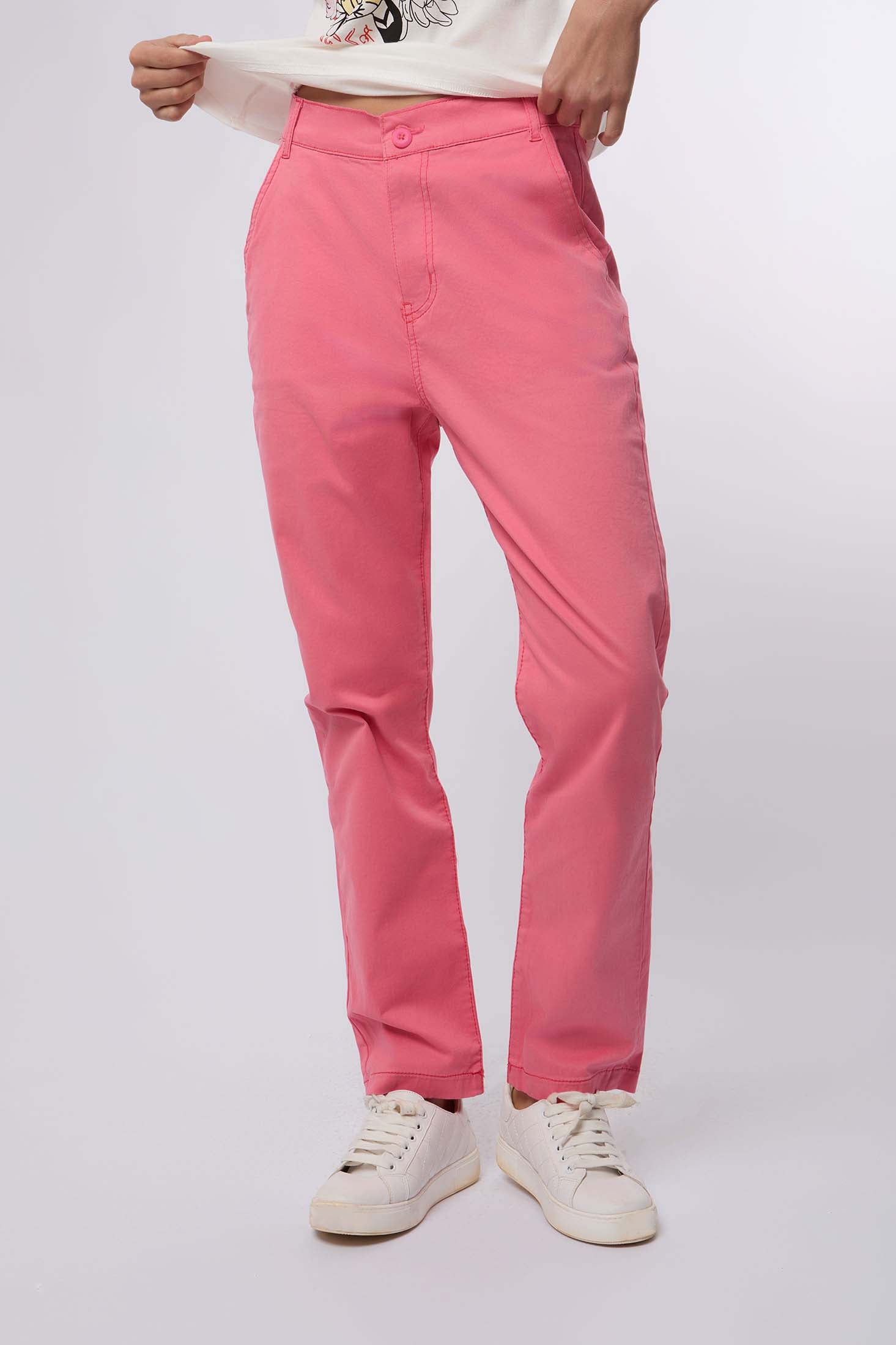 Women Pant  Chino Basic Pink