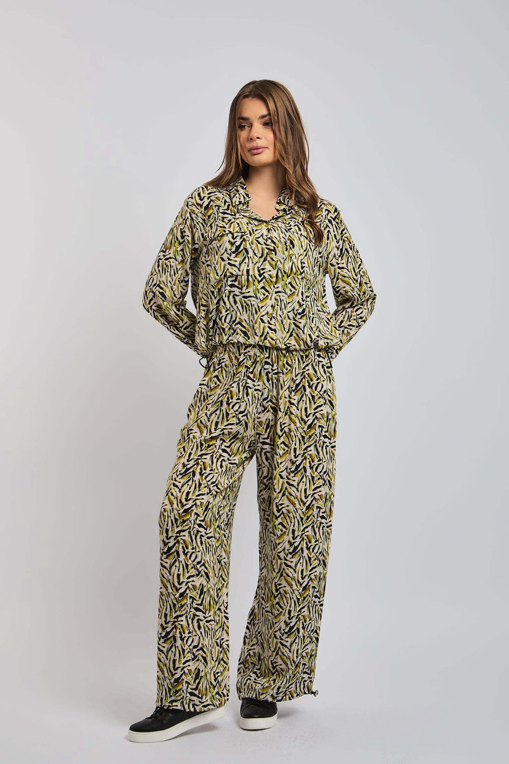 Women Blouse Long Sleeve Viscose Basic Green