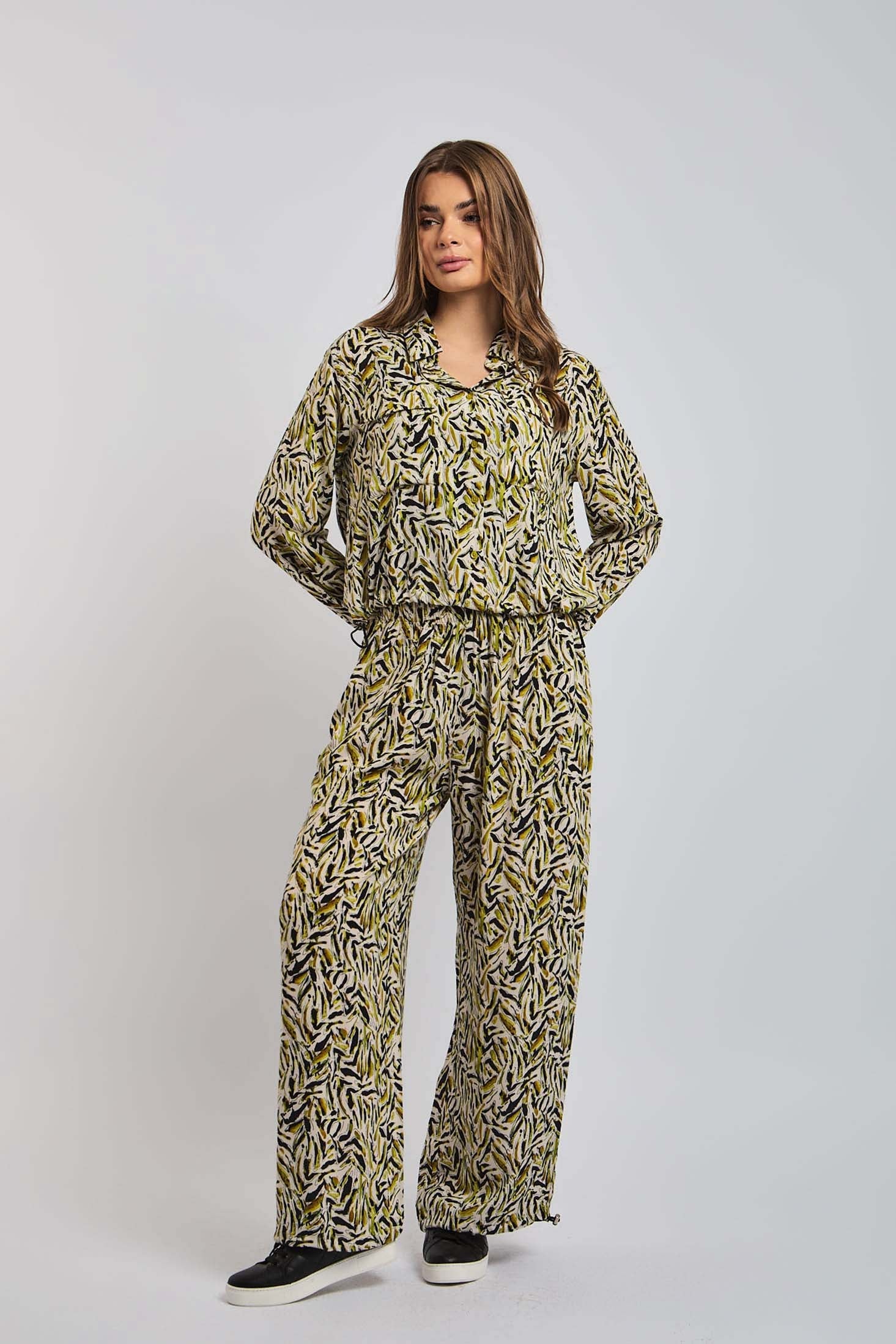 Women Blouse Long Sleeve Viscose Basic Green