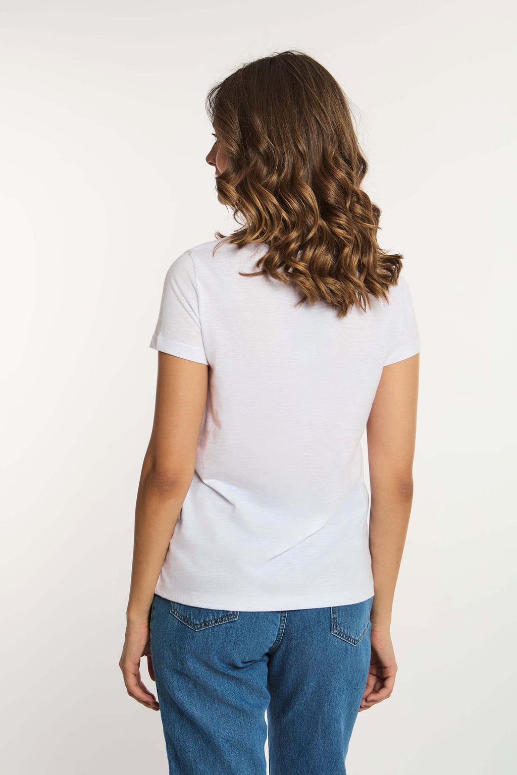 Women  T-Shirt Regular Fit With Short Sleeves White