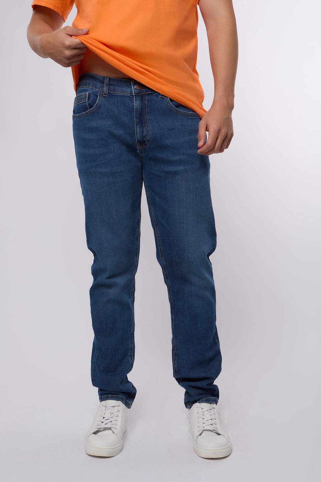 Women Denim Slim Straight Blue