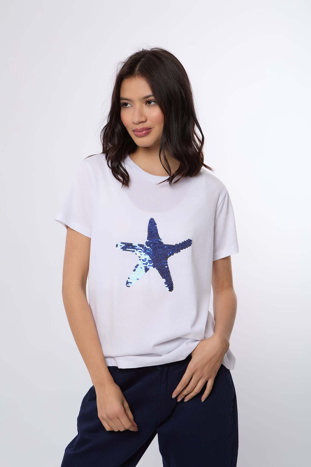 Women  T-Shirt  Regular Fit  With Short Sleeves White