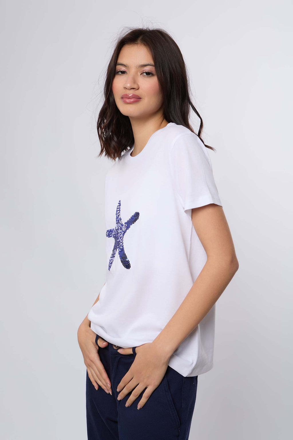 Women  T-Shirt  Regular Fit  With Short Sleeves White