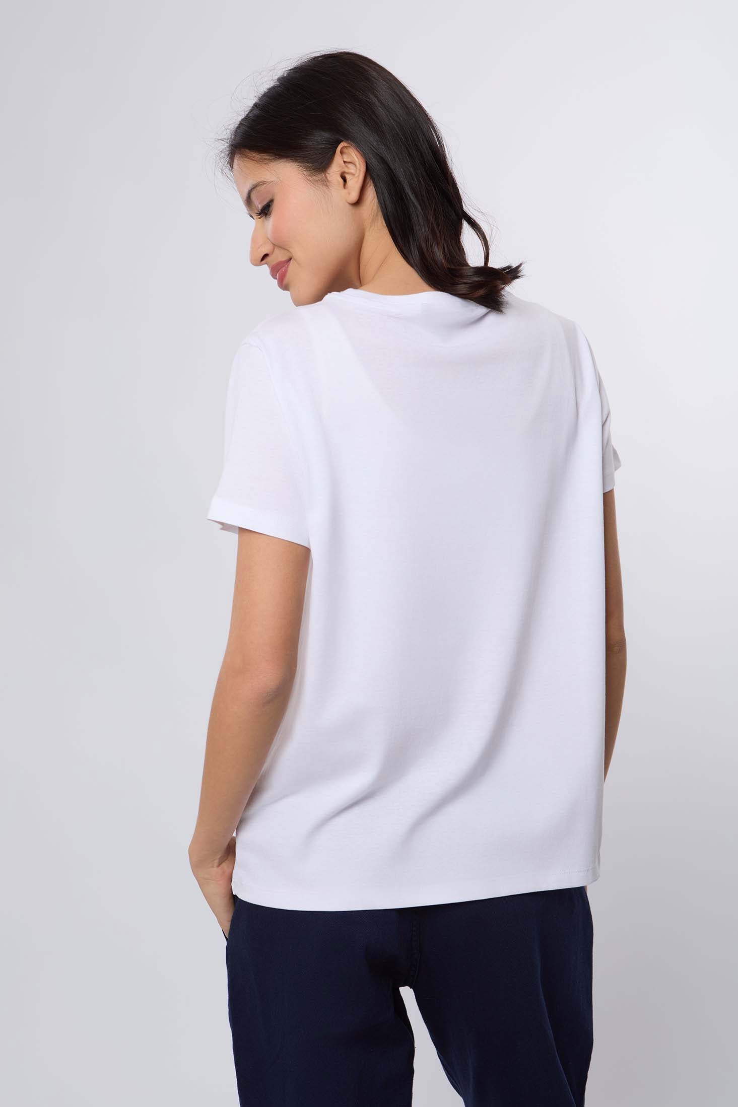 Women  T-Shirt  Regular Fit  With Short Sleeves White