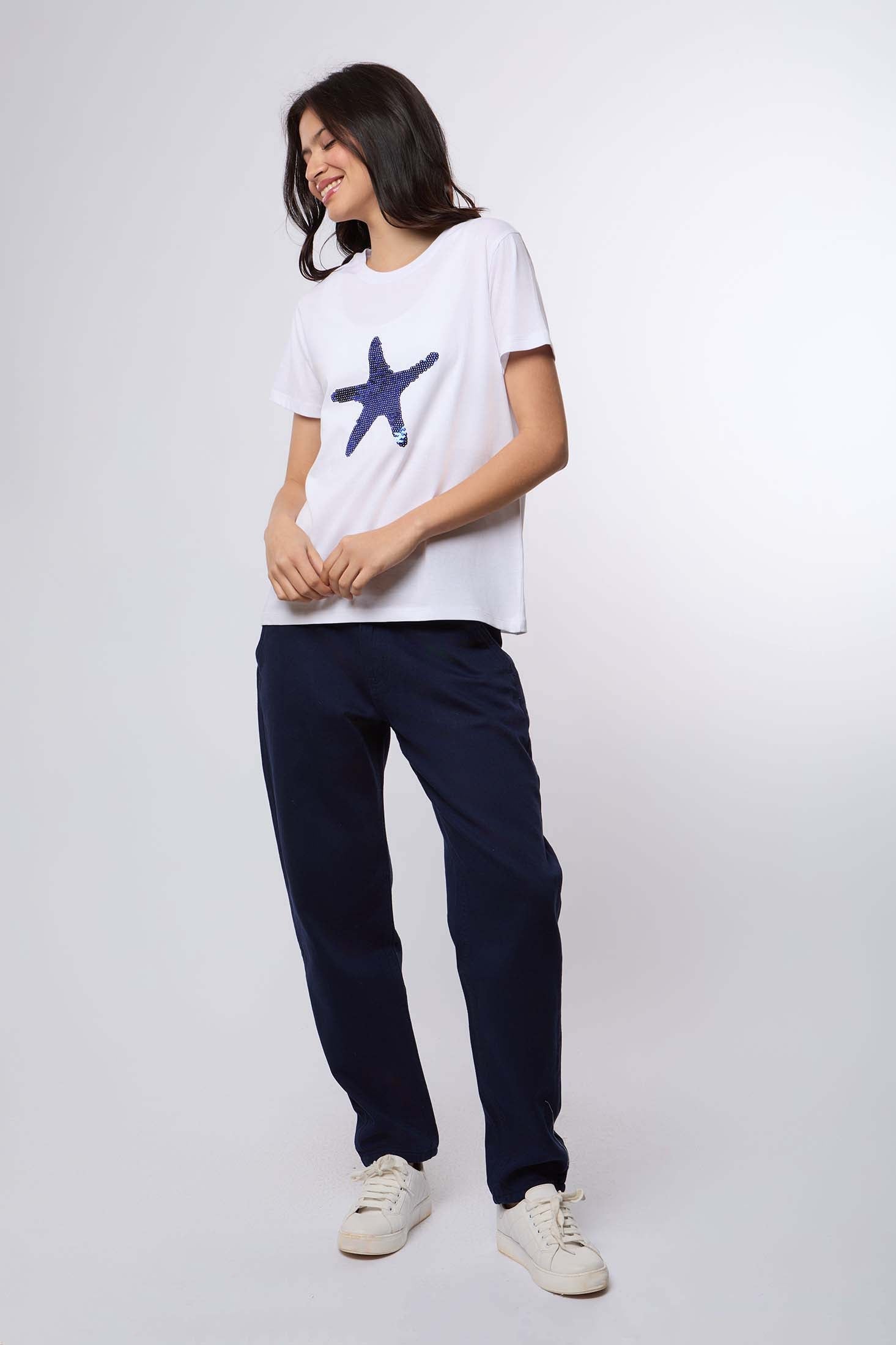 Women  T-Shirt  Regular Fit  With Short Sleeves White