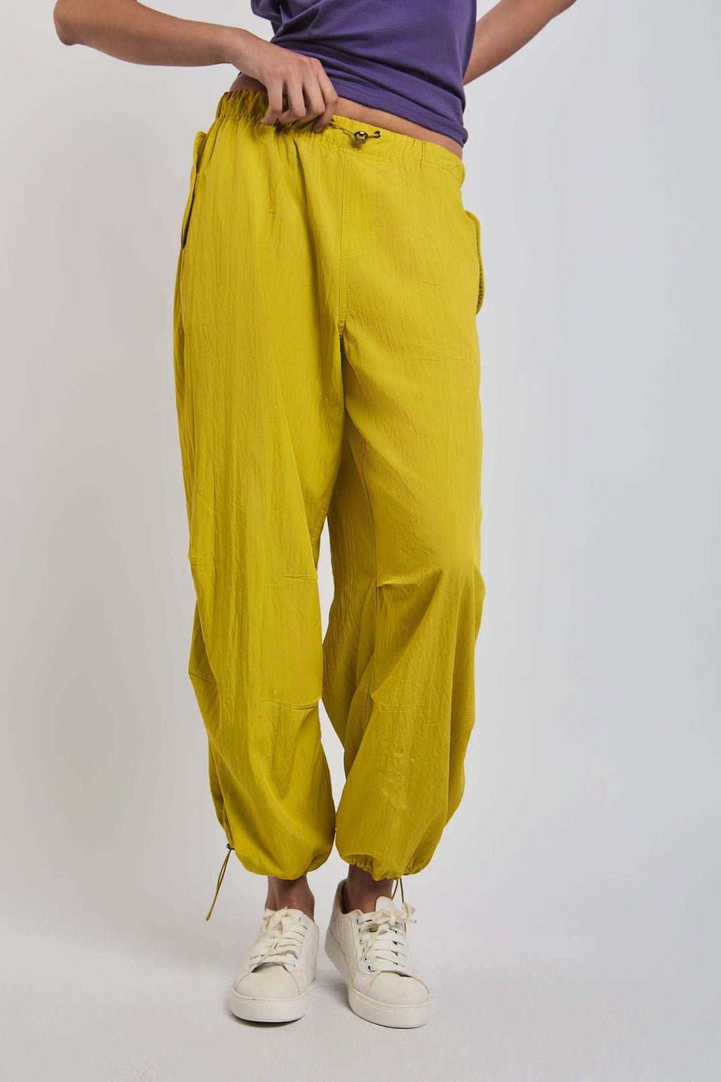 Women Pant Wide Leg Stripes Yellow