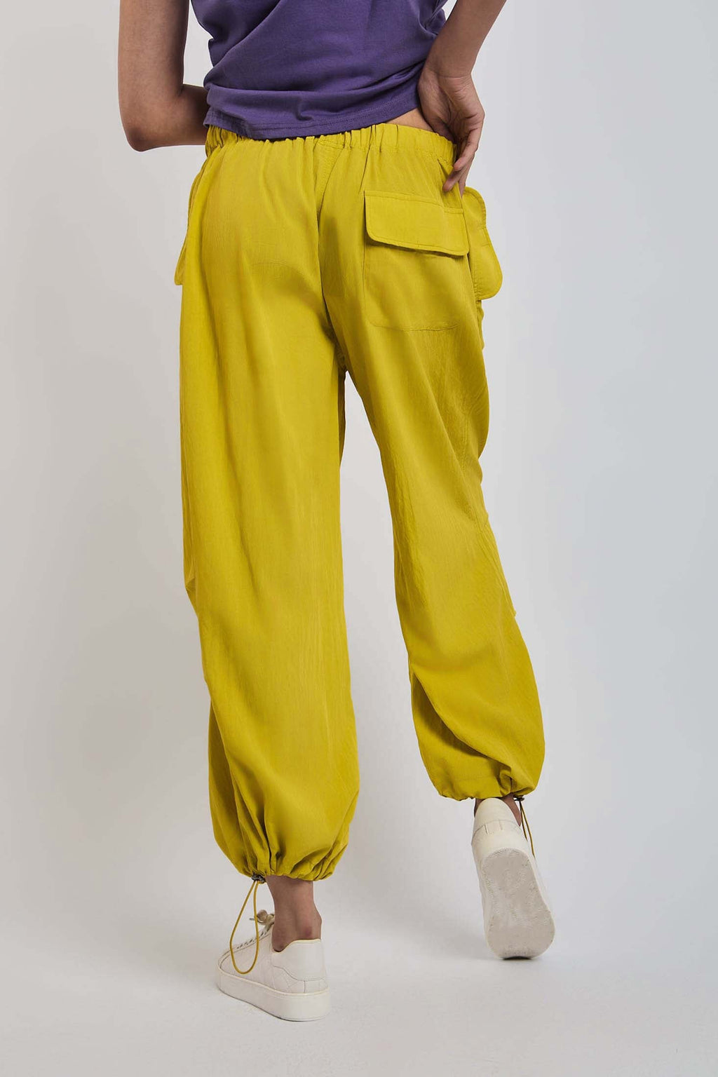Women Pant Wide Leg Stripes Yellow