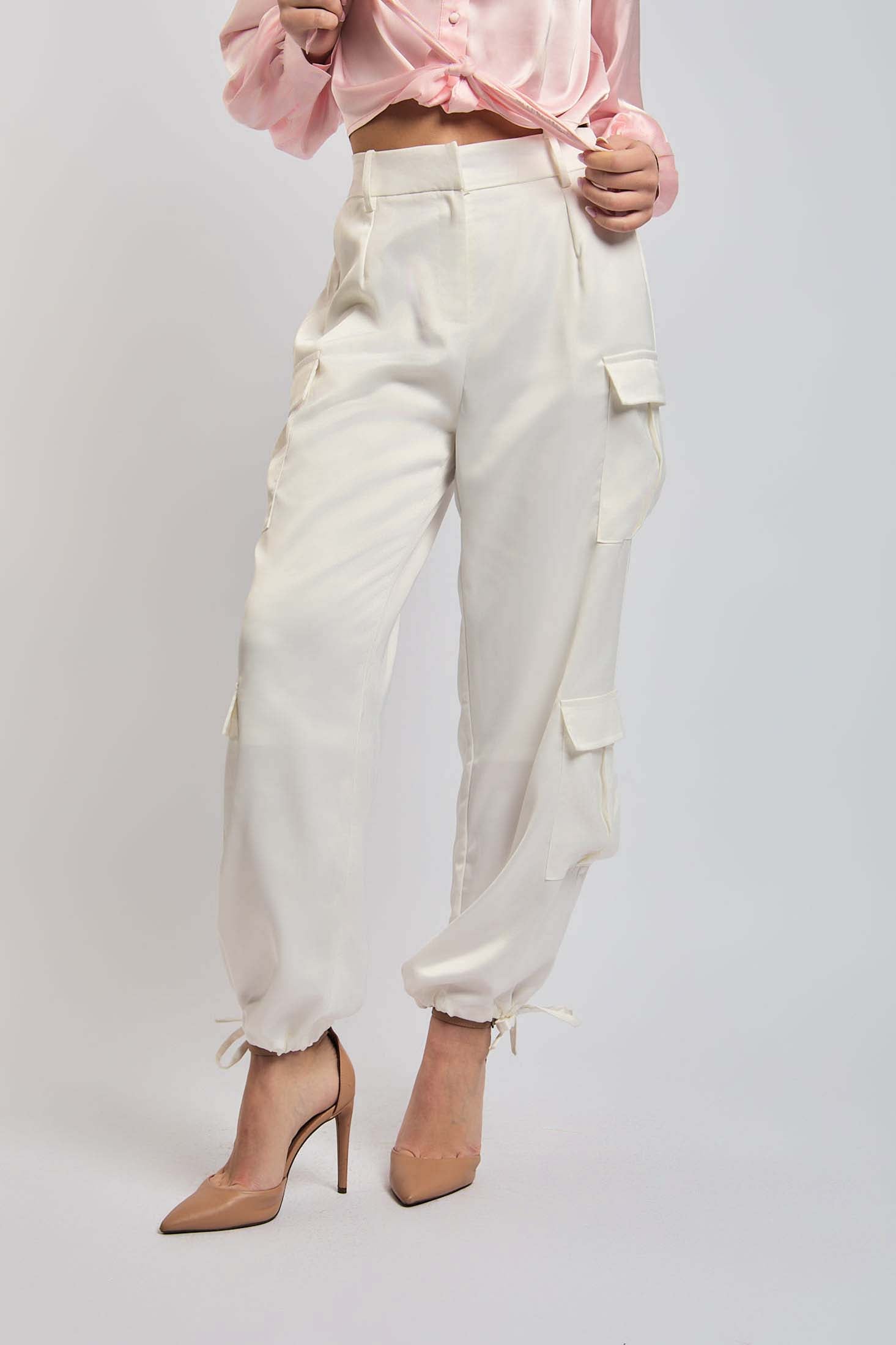 Women-Pant  CargoOff White