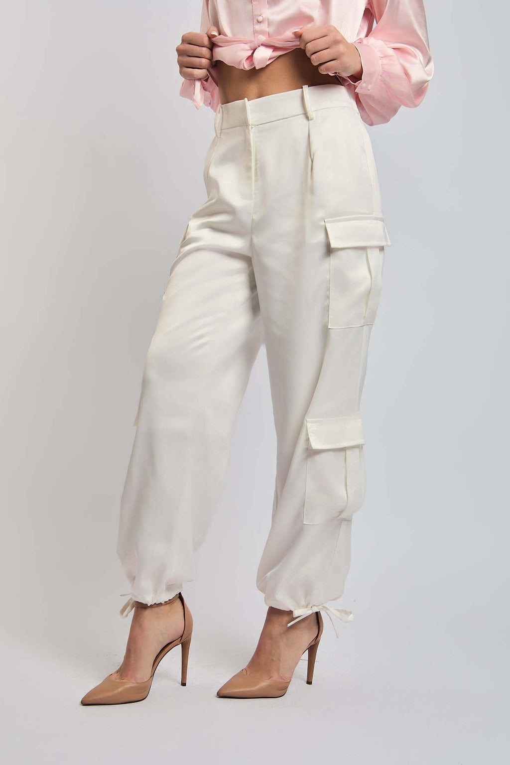 Women-Pant  CargoOff White