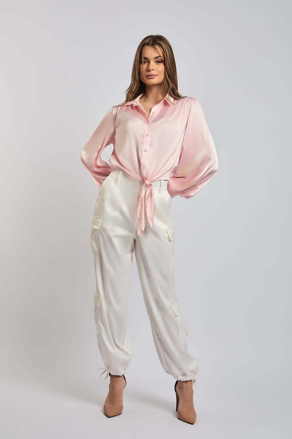 Women-Pant  CargoOff White