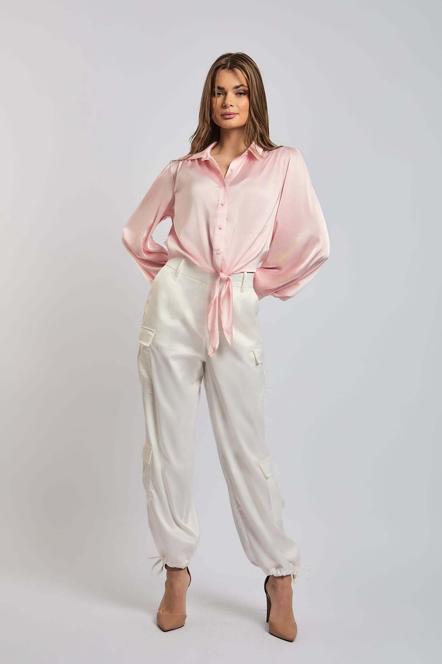 Women-Pant  CargoOff White