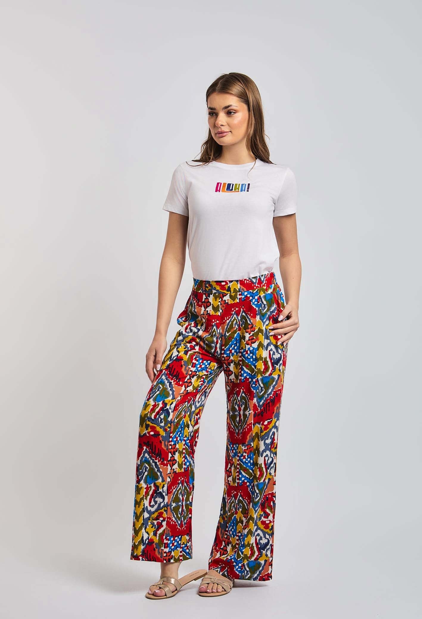 Women  T-Shirt Regular Fit With Short Sleeves White