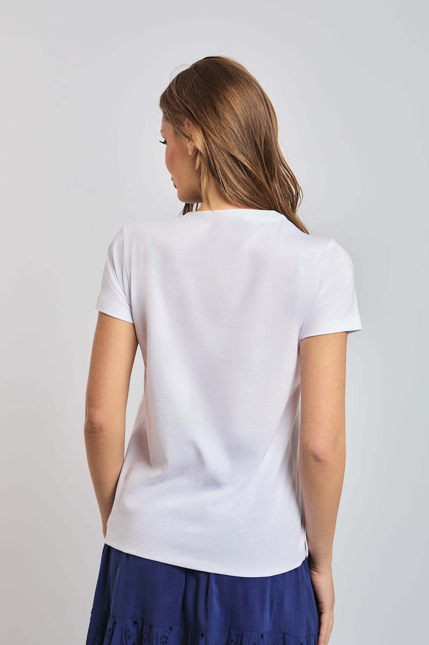 Women  T-Shirt Regular Fit With Short Sleeves White