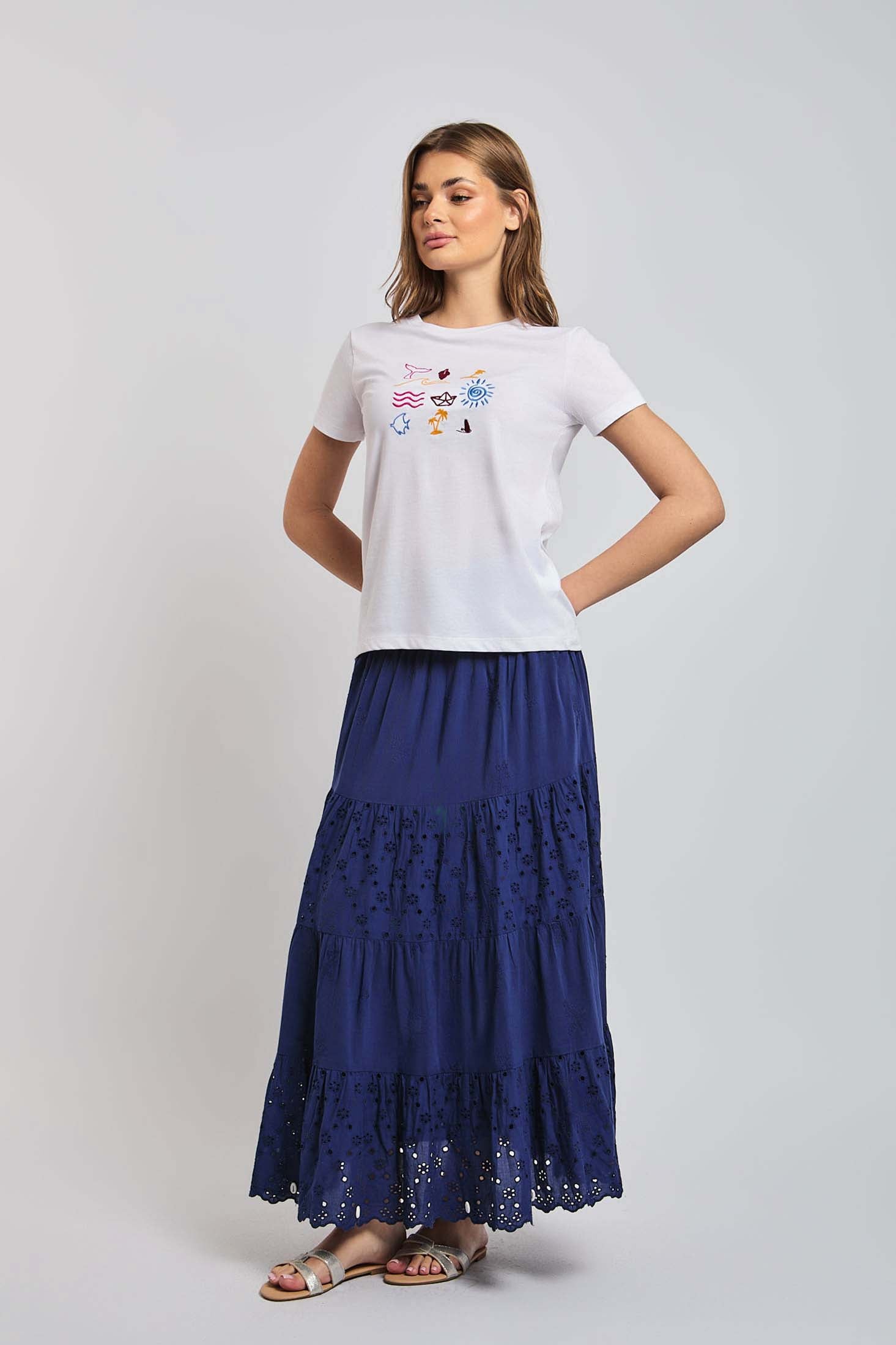 Women  T-Shirt Regular Fit With Short Sleeves White