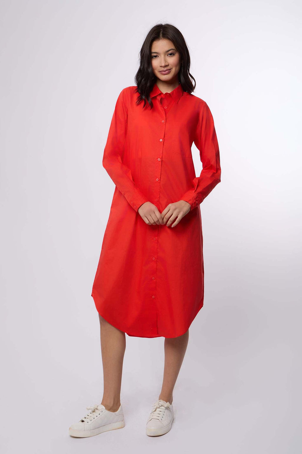 Women Dress Long Sleeve Shirt Red