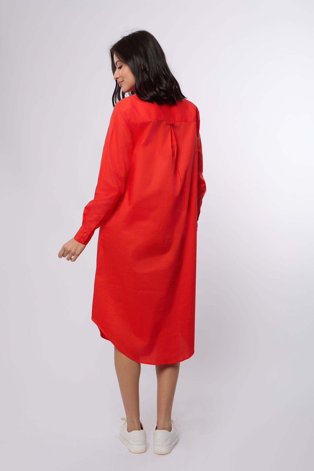 Women Dress Long Sleeve Shirt Red