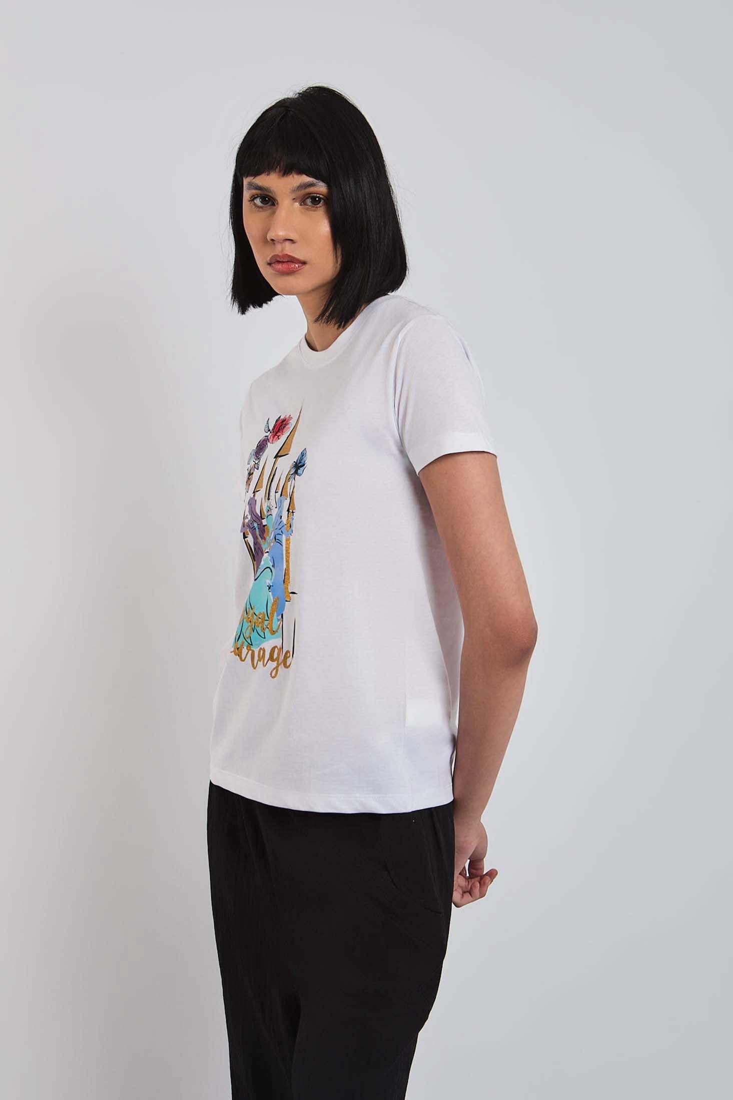 Women  T-Shirt Regular Fit With Short Sleeves White
