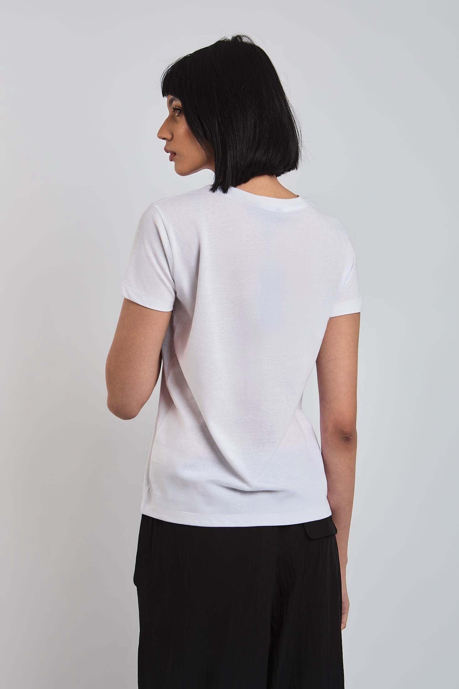 Women  T-Shirt Regular Fit With Short Sleeves White