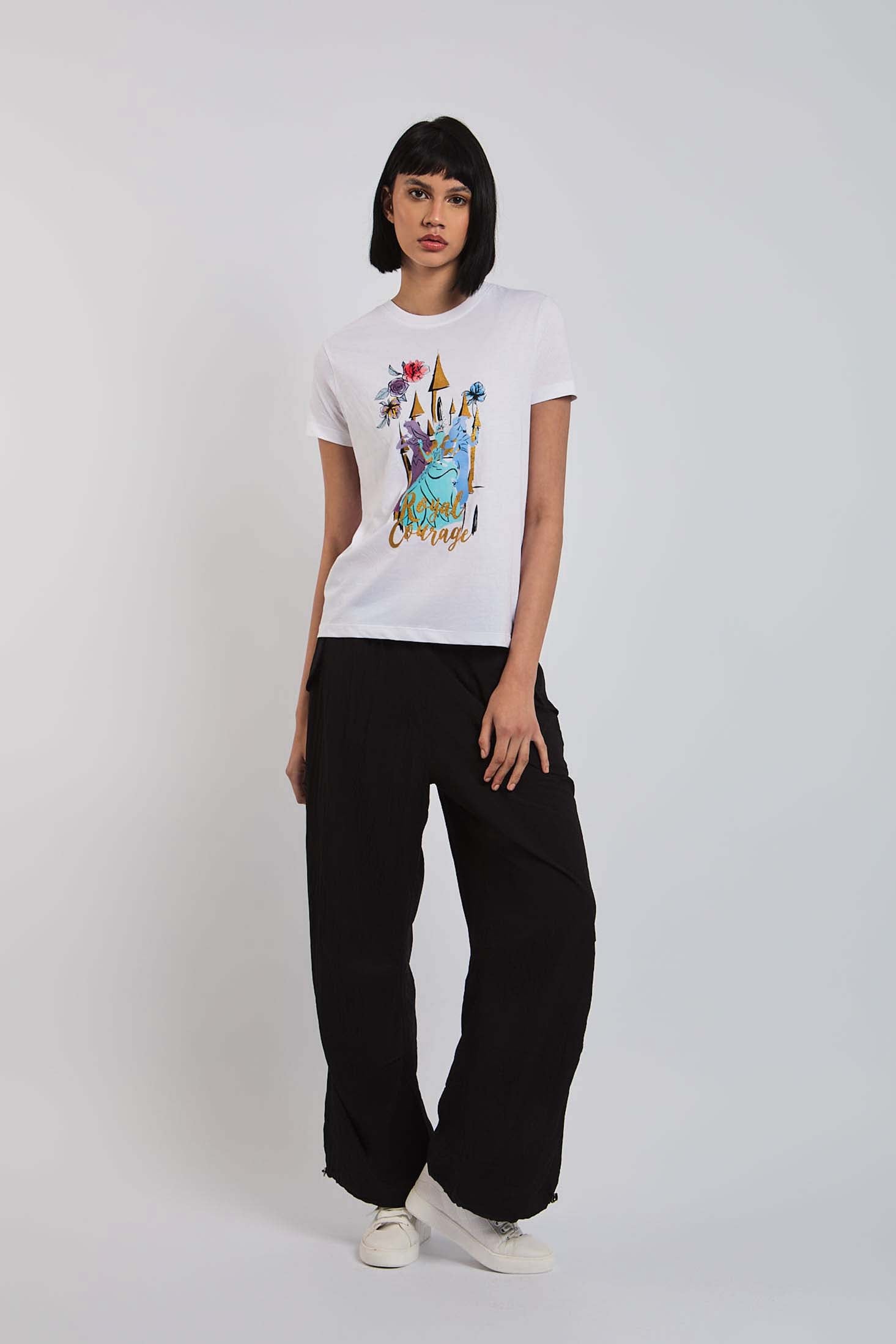 Women  T-Shirt Regular Fit With Short Sleeves White