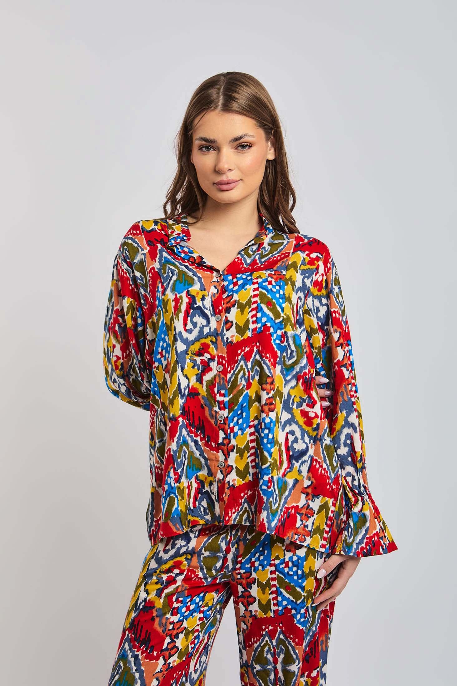 Women Blouse Viscose  Long Sleeve Multicolor