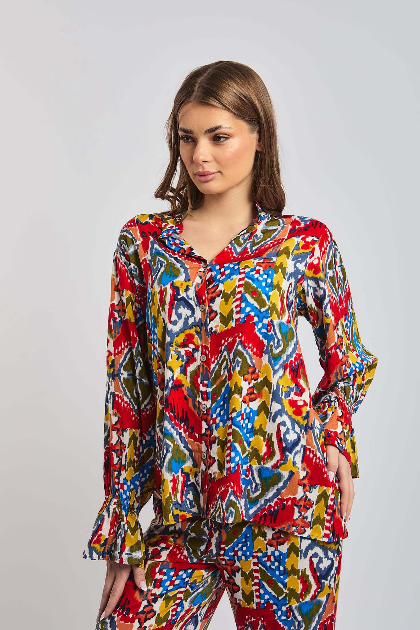 Women Blouse Viscose  Long Sleeve Multicolor