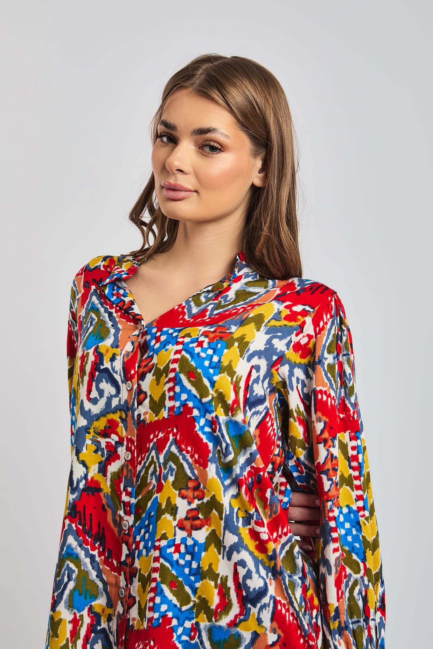 Women Blouse Viscose  Long Sleeve Multicolor