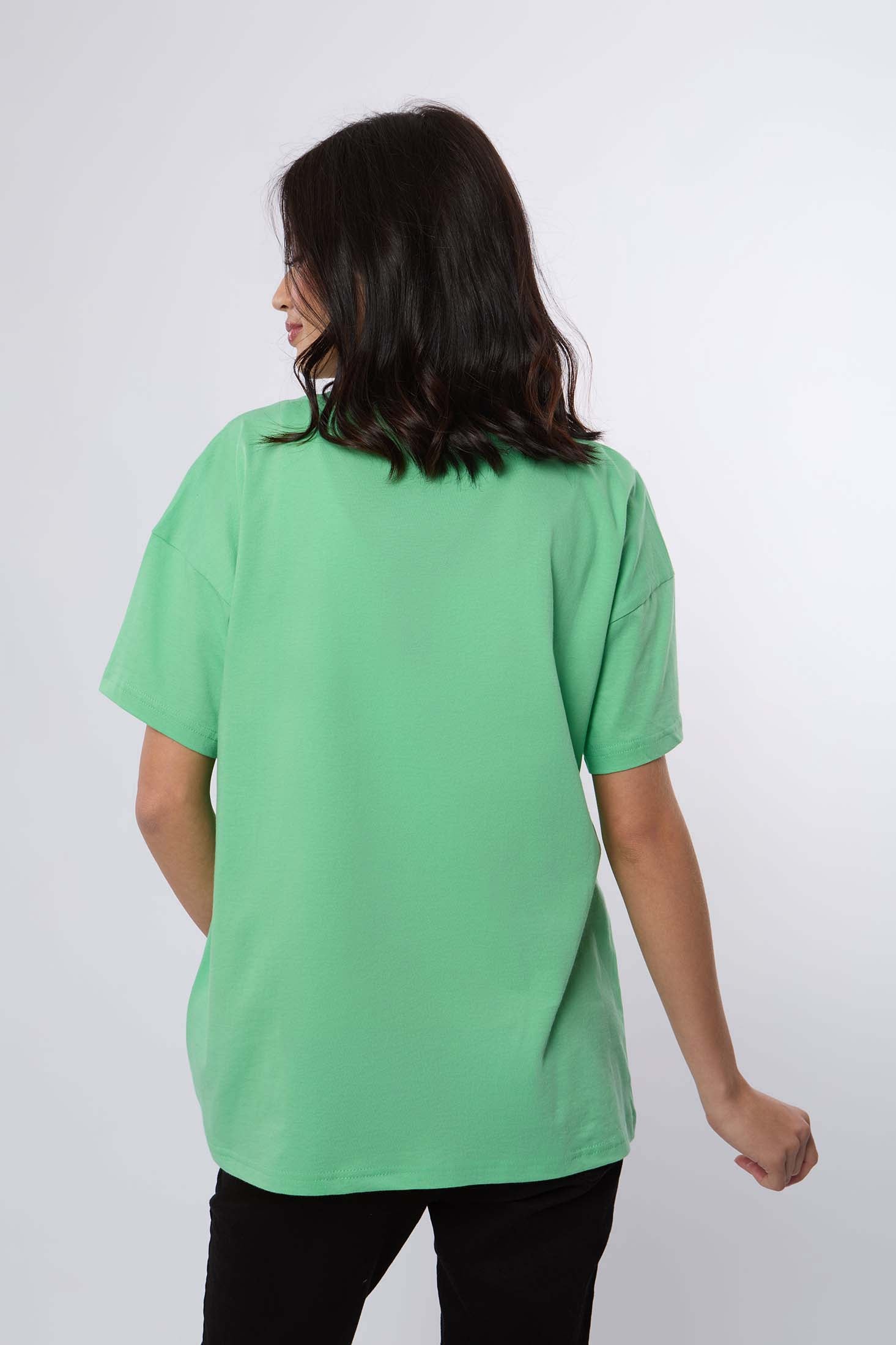 Women  T-Shirt Oversize With Short Sleeves Green
