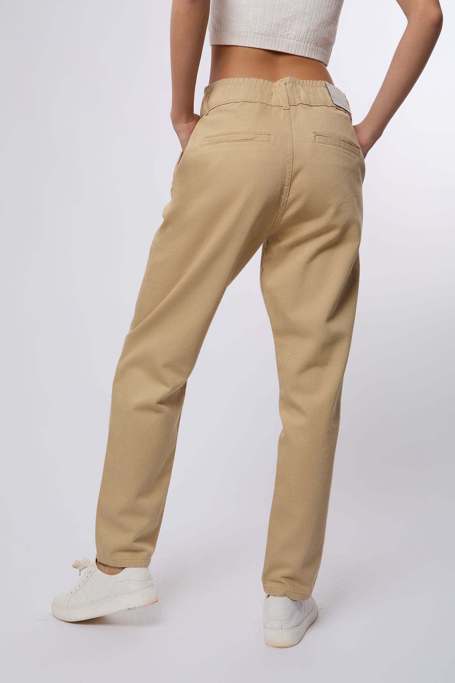 Women Pant Boyfriend Cut Chino Beige