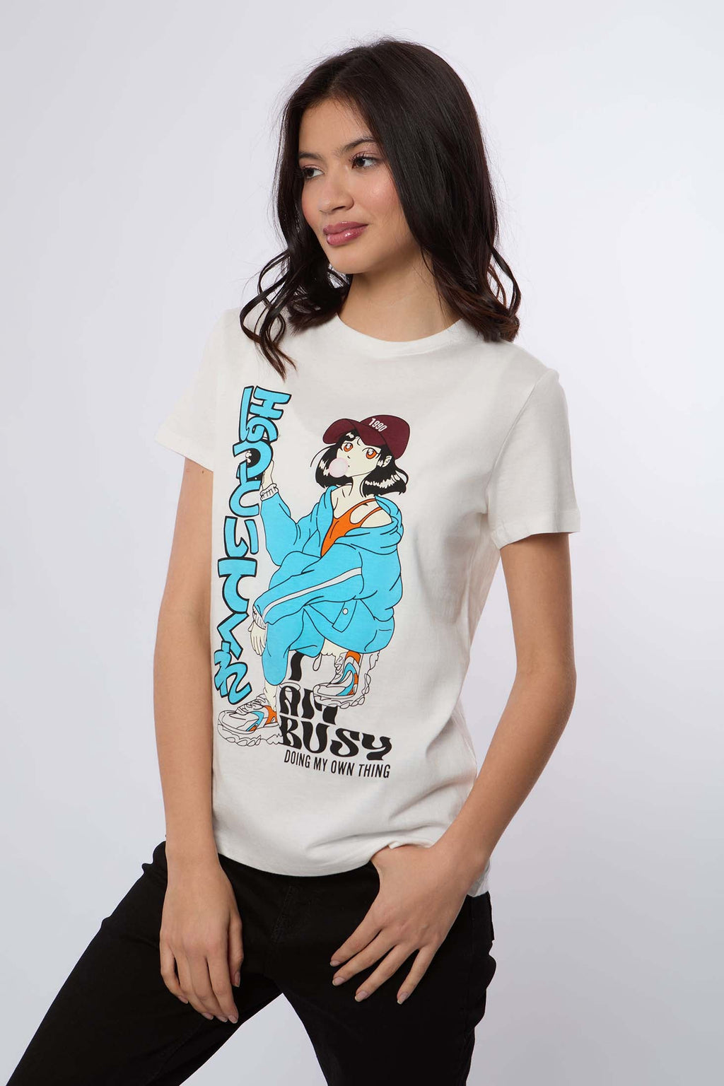 Women-T-Shirt  Regular FitWomen With Short Sleeves White