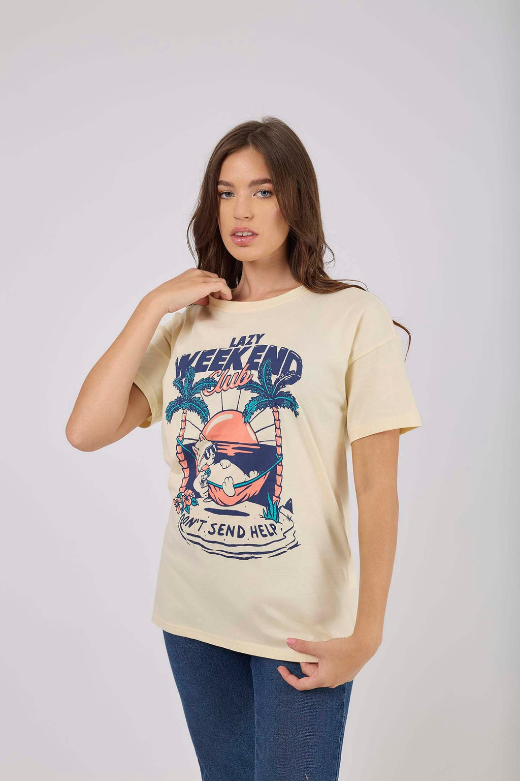 Women  T-Shirt Oversize With Short Sleeves orange