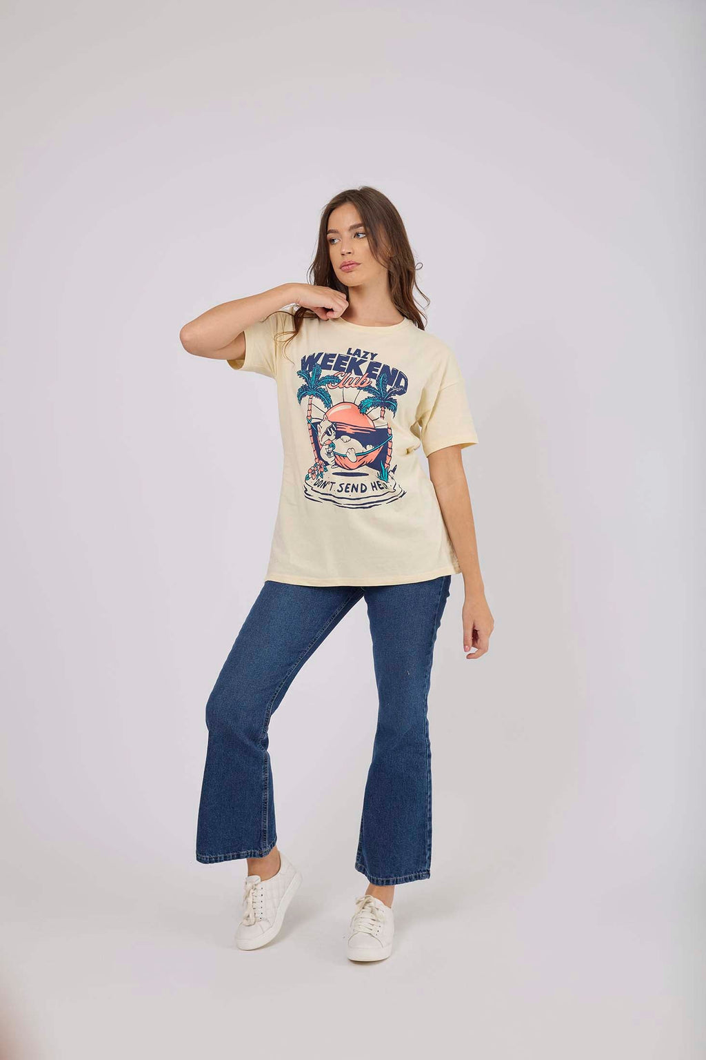 Women  T-Shirt Oversize With Short Sleeves orange