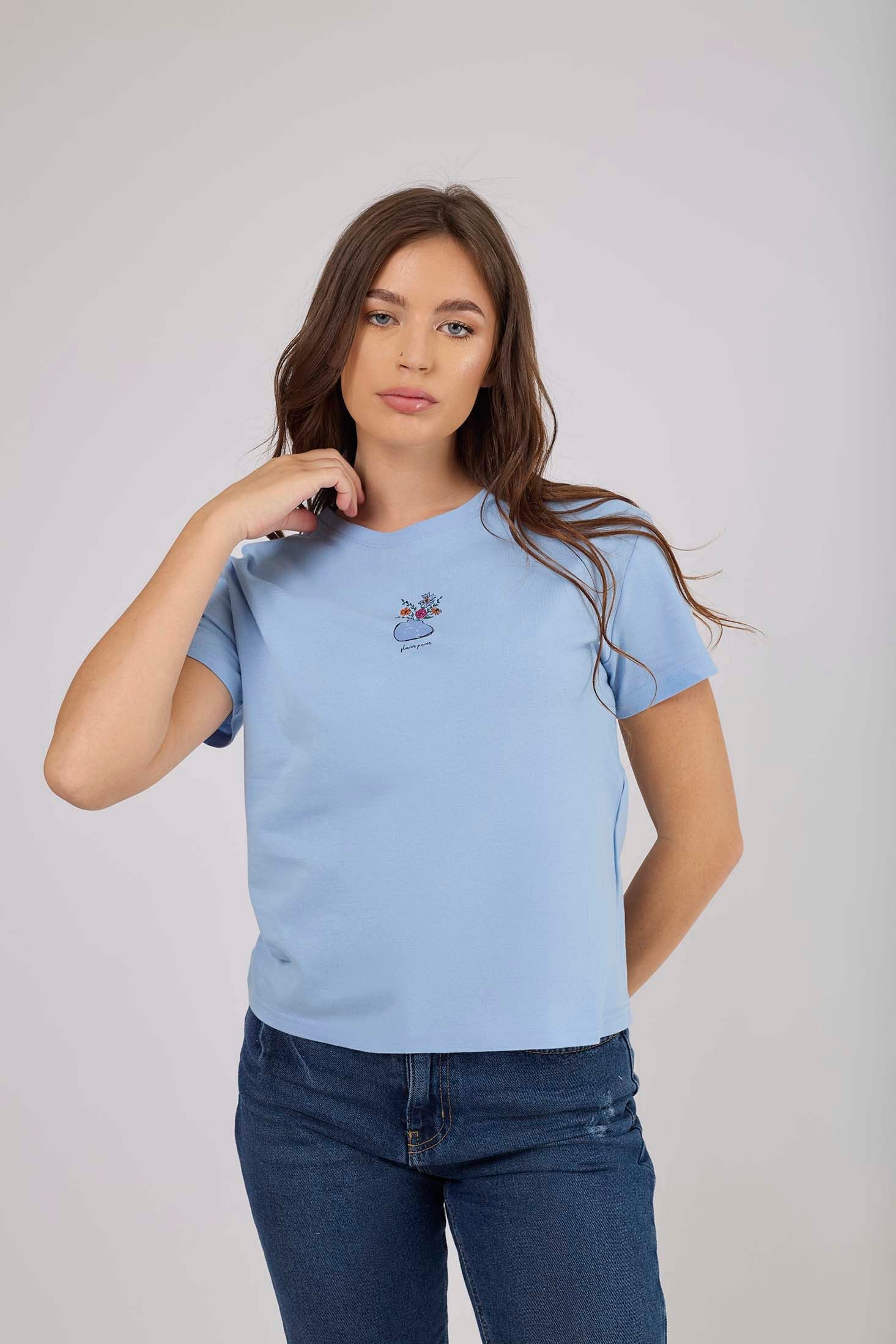 Women  T-Shirt Oversize With Short Sleeves Blue