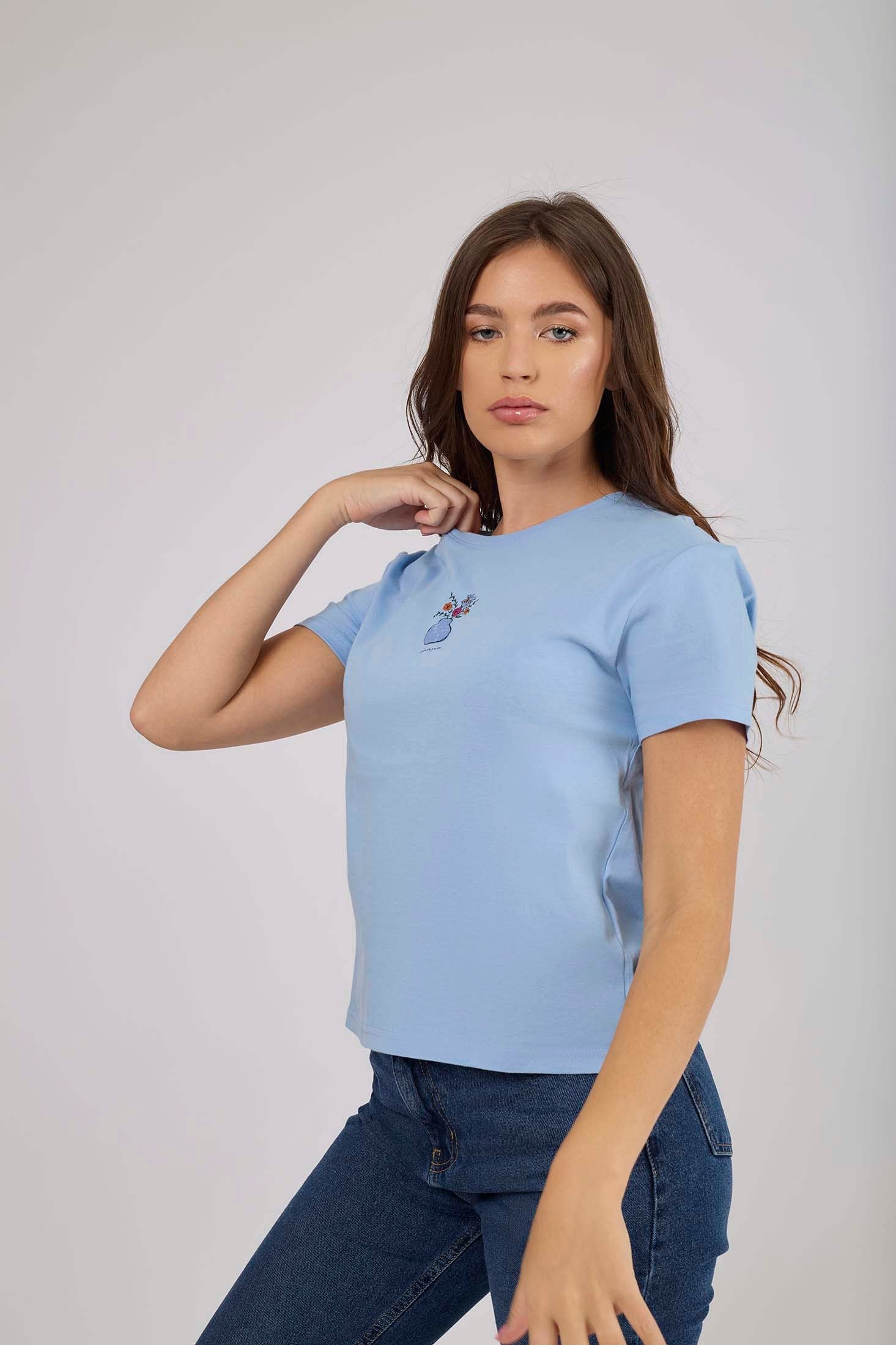 Women  T-Shirt Oversize With Short Sleeves Blue