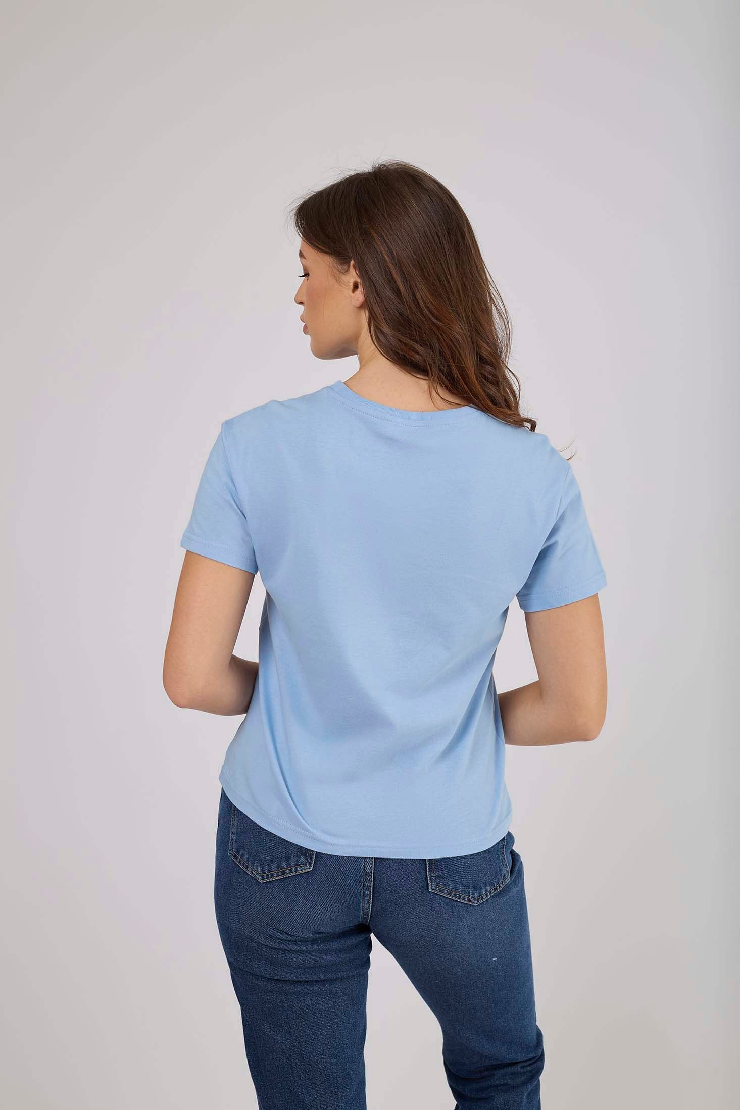 Women  T-Shirt Oversize With Short Sleeves Blue