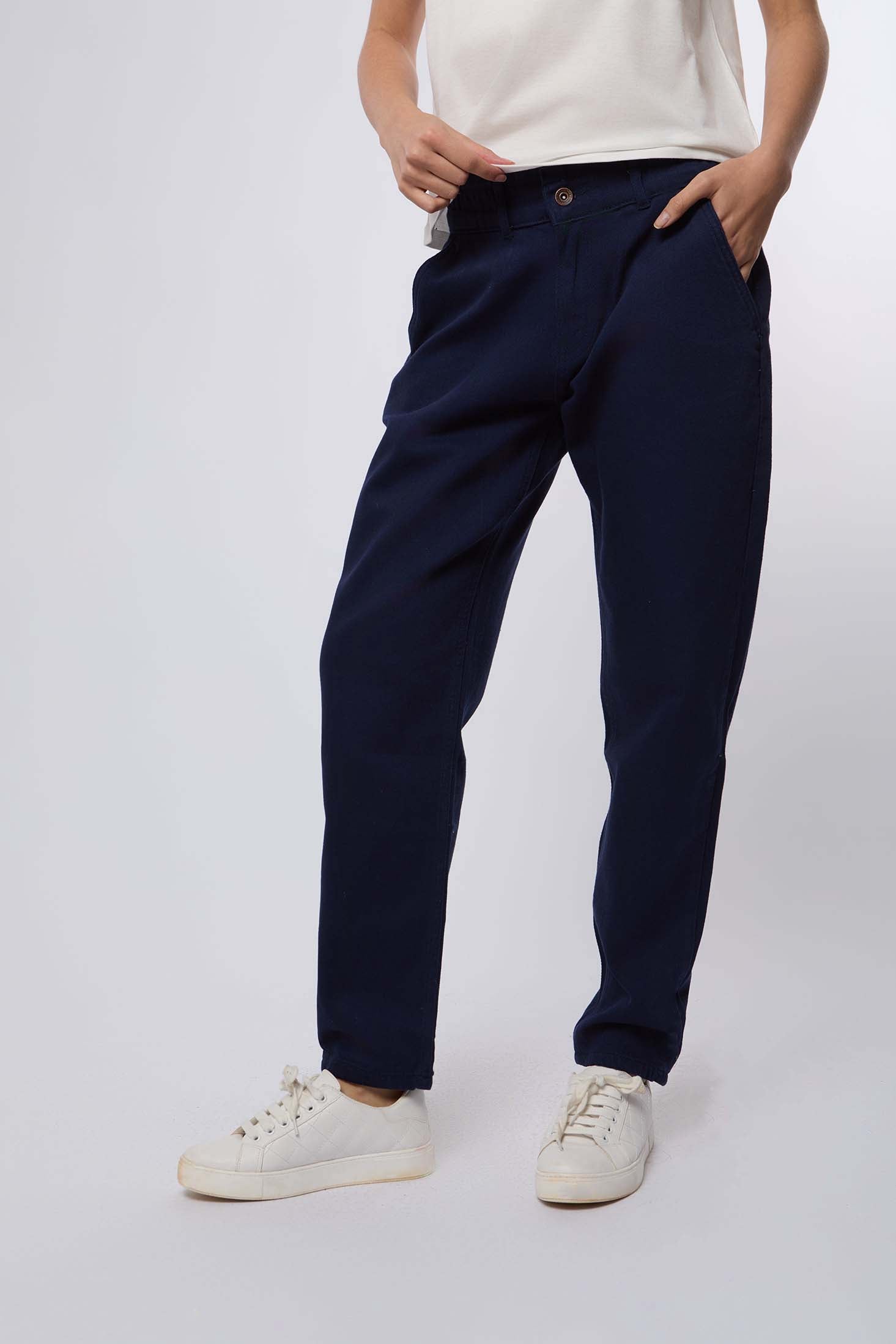 Women Pant Boyfriend Cut Chino Navy