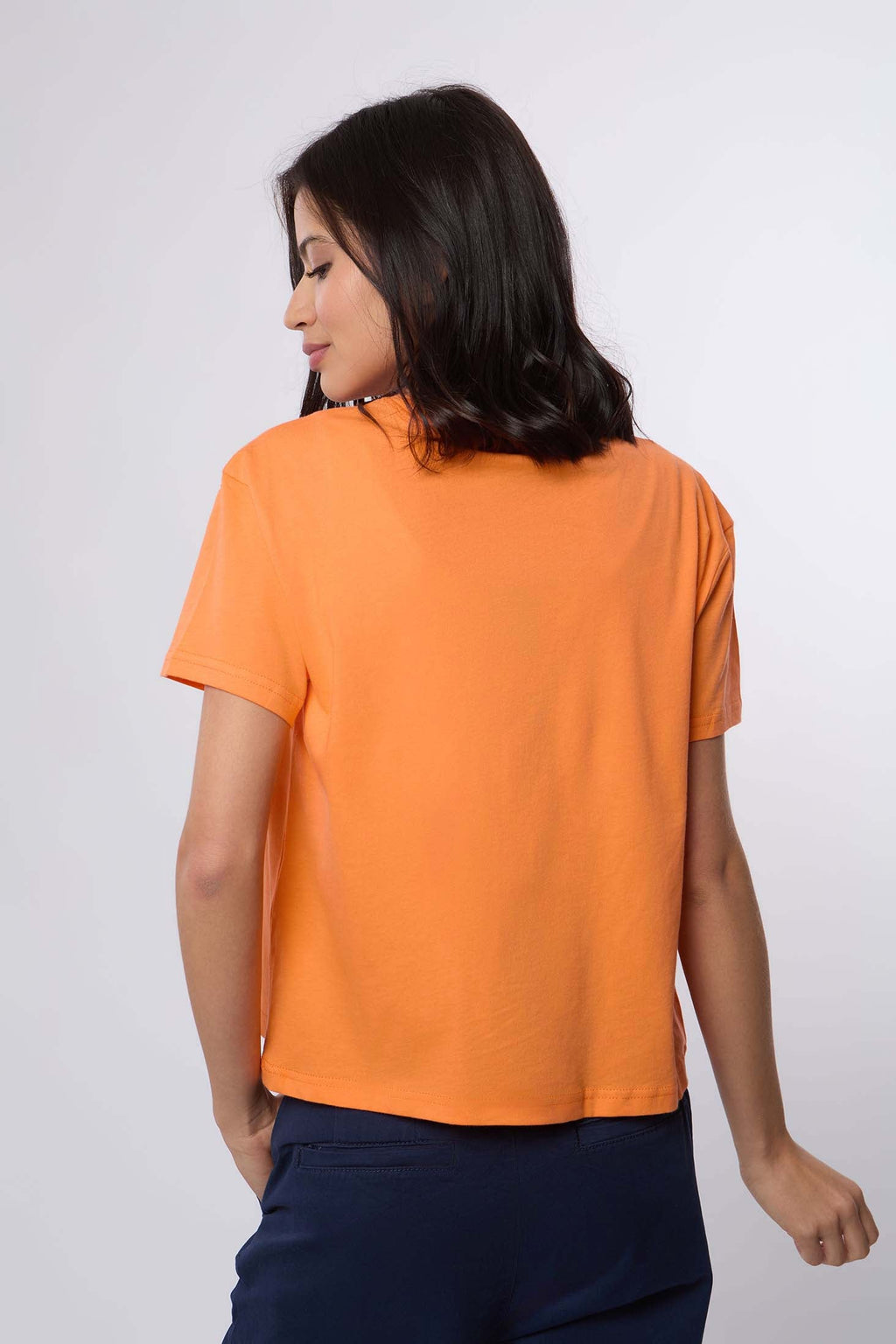 Women  T-Shirt Oversize With Short Sleeves orange
