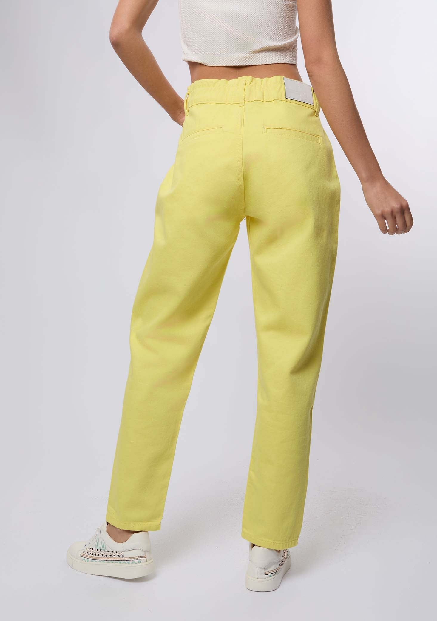 Women Pant Boyfriend Cut Chino Yellow