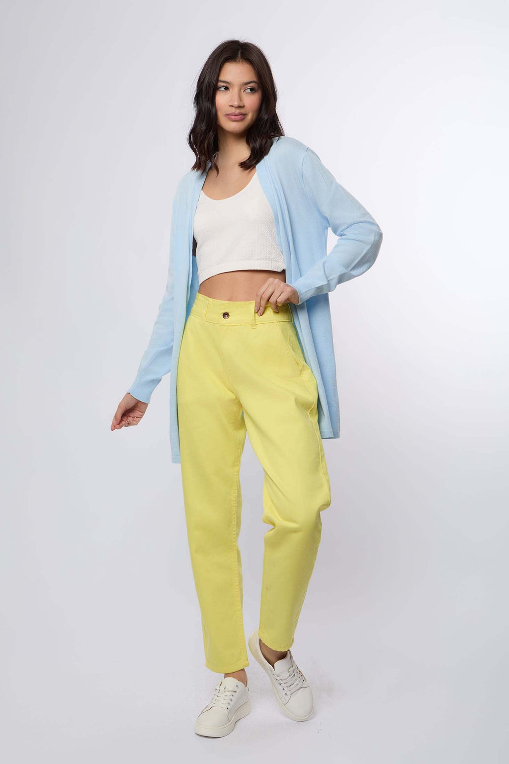 Women Pant Boyfriend Cut Chino Yellow