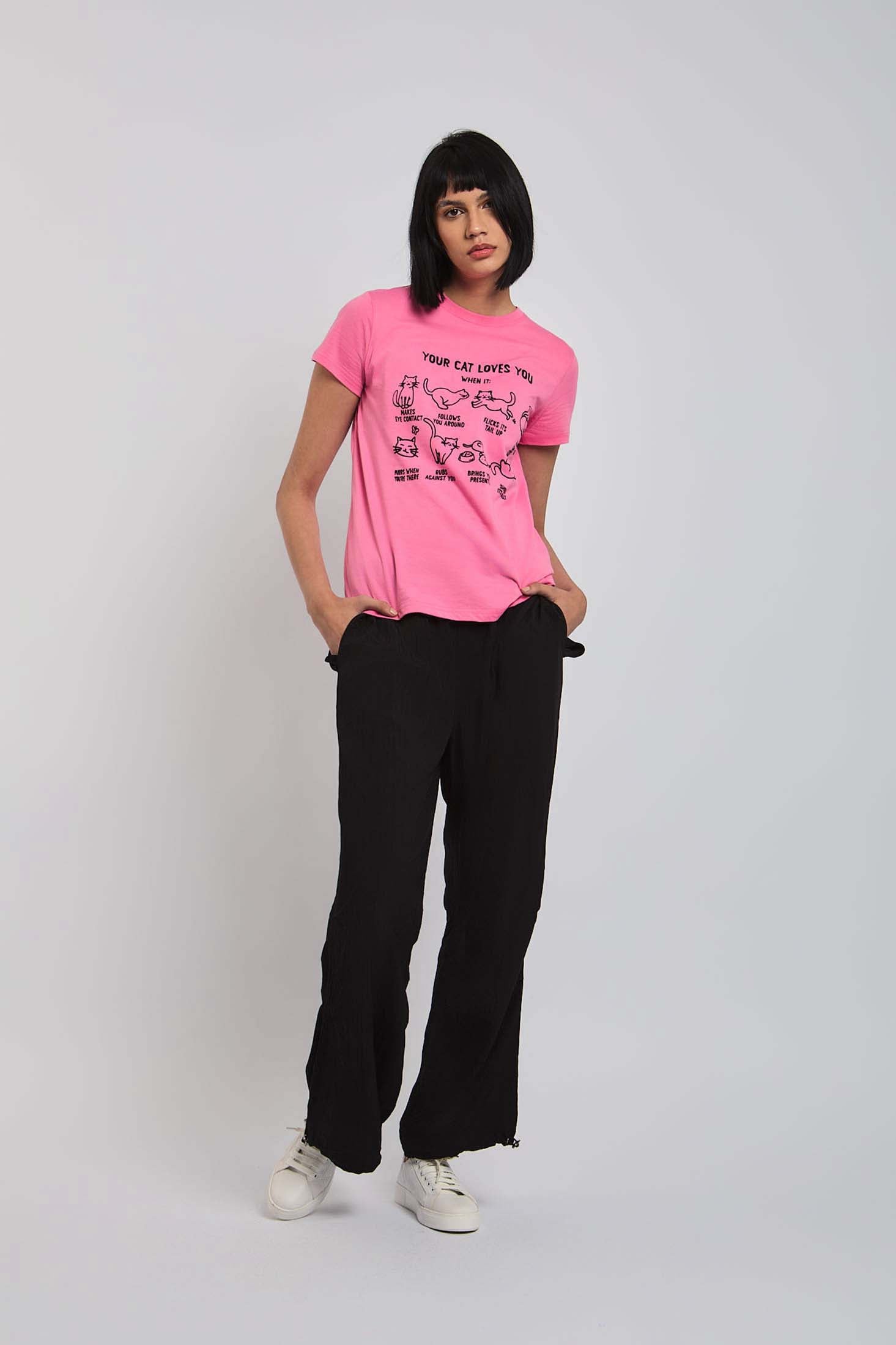 Women T-Shirt  Regular Fit T-Shirt With Short Sleeves Pink
