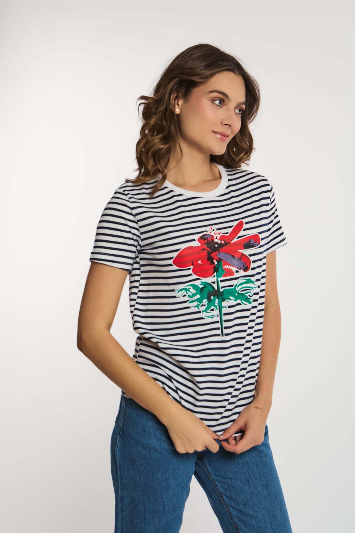 Women  T-Shirt Regular Fit With Short Sleeves Blue