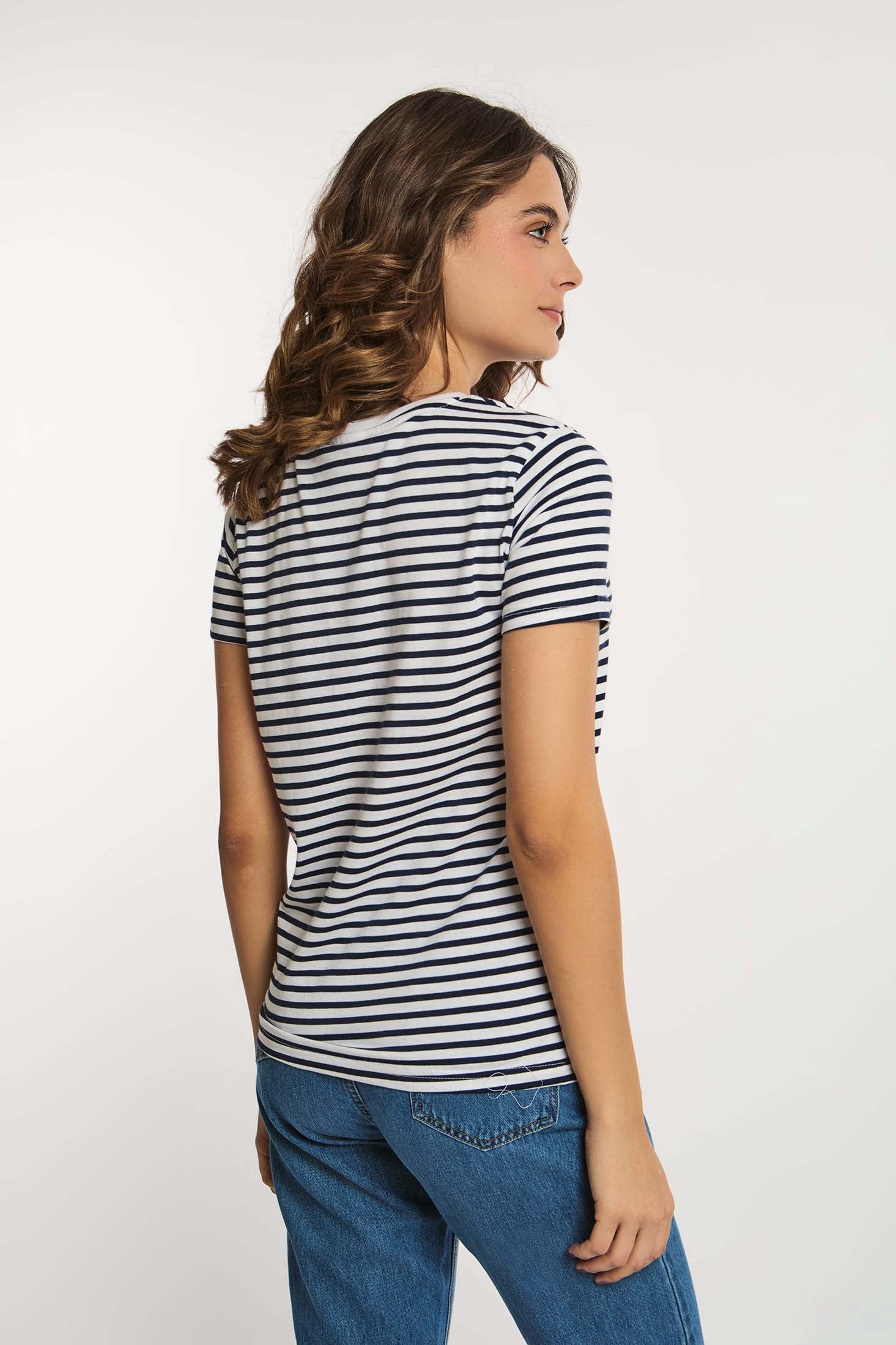 Women  T-Shirt Regular Fit With Short Sleeves Blue