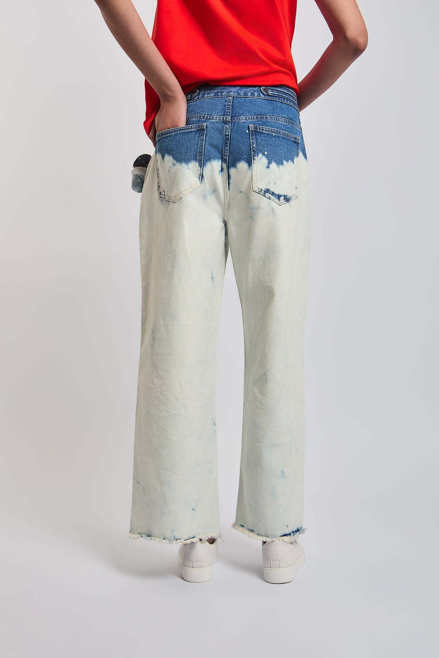 Women Denim Frayed Wide Leg