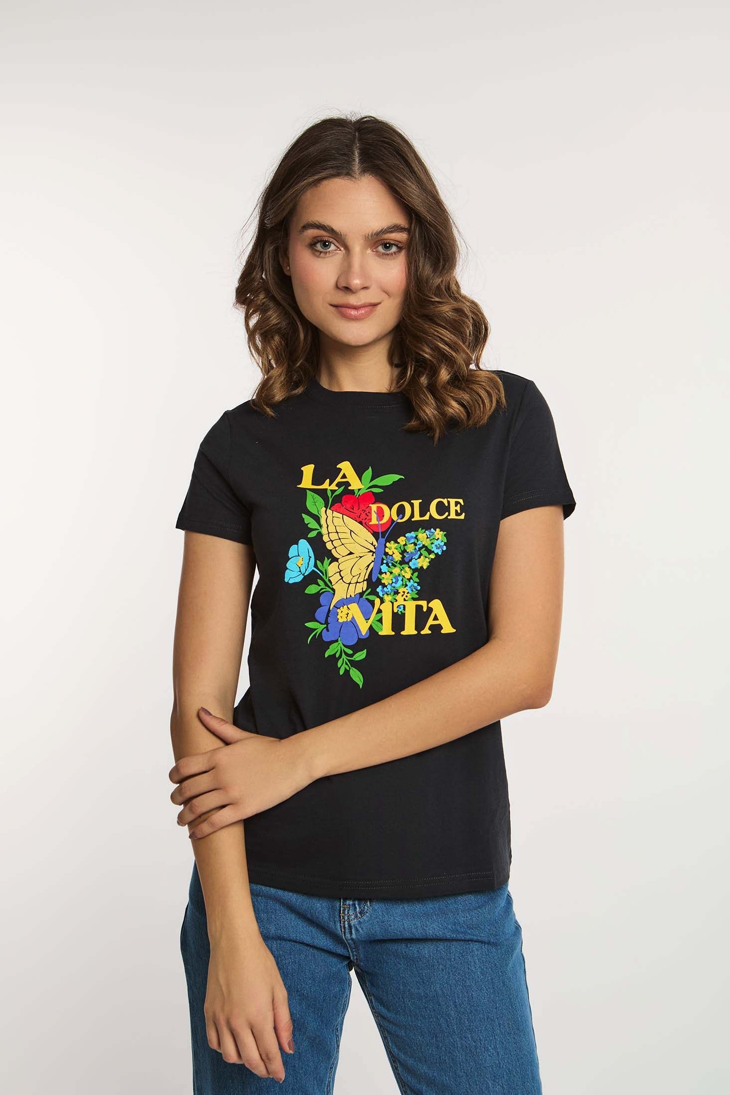 Women T-Shirt  Cotton Regular Fit Navy