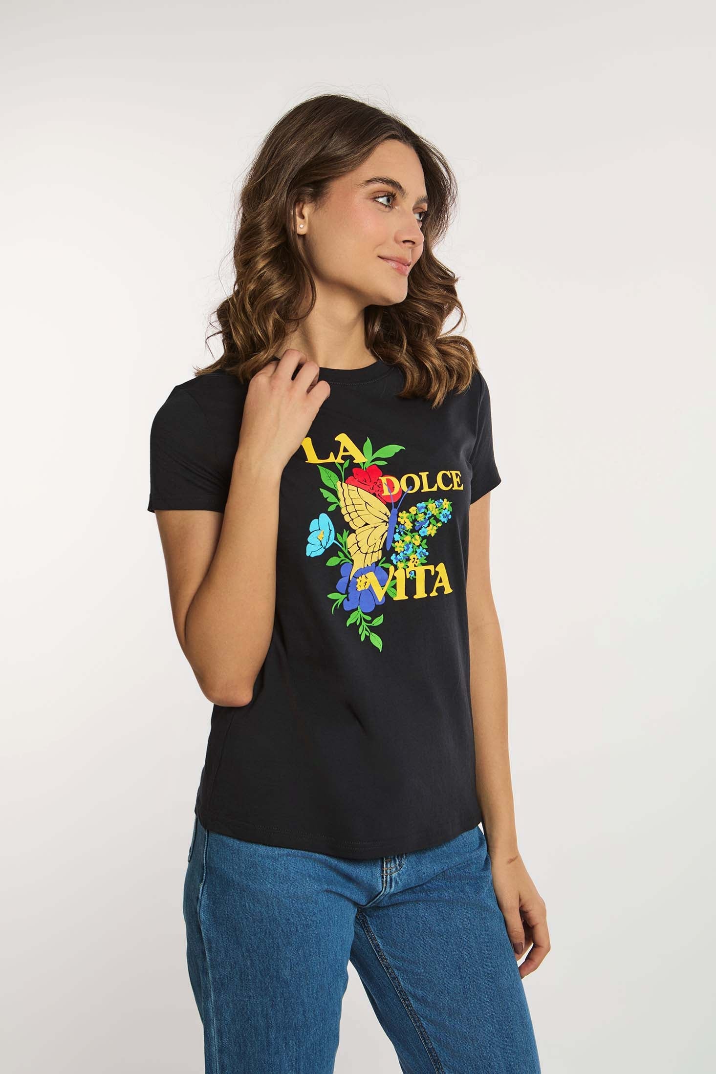 Women T-Shirt  Cotton Regular Fit Navy