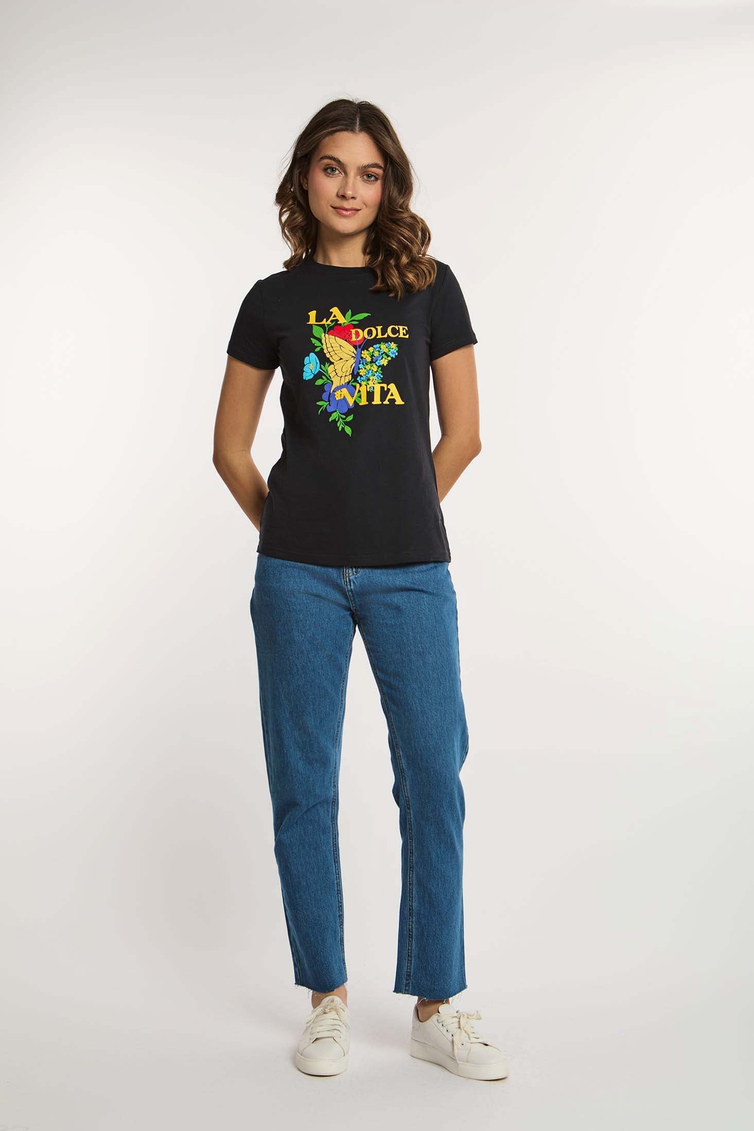 Women T-Shirt  Cotton Regular Fit Navy