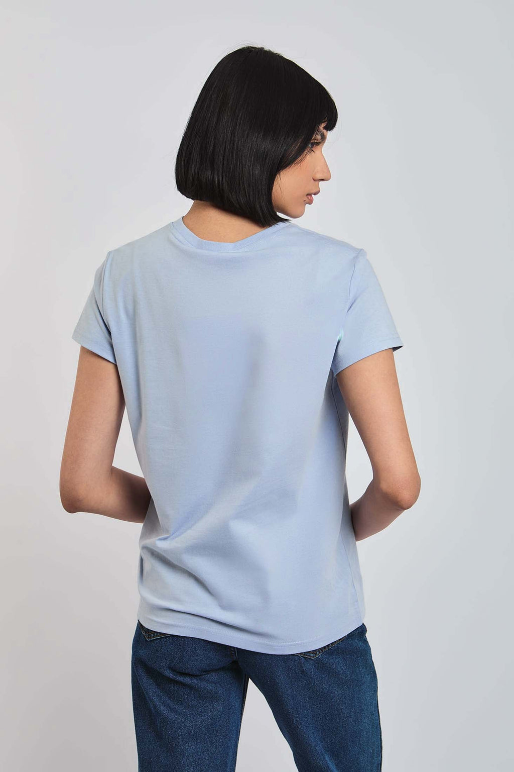 Women  T-Shirt Regular Fit With Short Sleeves Blue